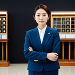 **

"A professional Japanese businesswoman in a modest business suit, standing confidently in a modern auction house. Fully clothed, appropriate attire, safe for work. Natural pose, perfect anatomy, high quality, professional photography. Background includes subtle auction details like display cases and bidding paddles. Family-friendly."

**