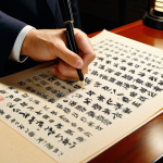 Contract Negotiation**

"A close-up shot of a traditional Japanese contract (契約書) being reviewed under the warm light of a desk lamp. Hands wearing professional attire are pointing to specific clauses. Include annotations in elegant Japanese calligraphy highlighting key points like '瑕疵担保責任免責' (defect liability waiver) and '占有者の存在' (occupant presence). The scene should convey a sense of serious due diligence and meticulous attention to detail. Safe for work, appropriate content, fully clothed, professional, family-friendly, perfect anatomy, natural proportions, high quality."

**