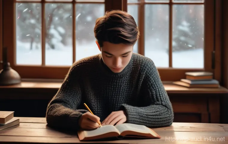 경매사 필기시험 문제 풀이 방법 - **Prompt:** A cozy and inviting indoor scene featuring a young person, approximately 16-18 years old...