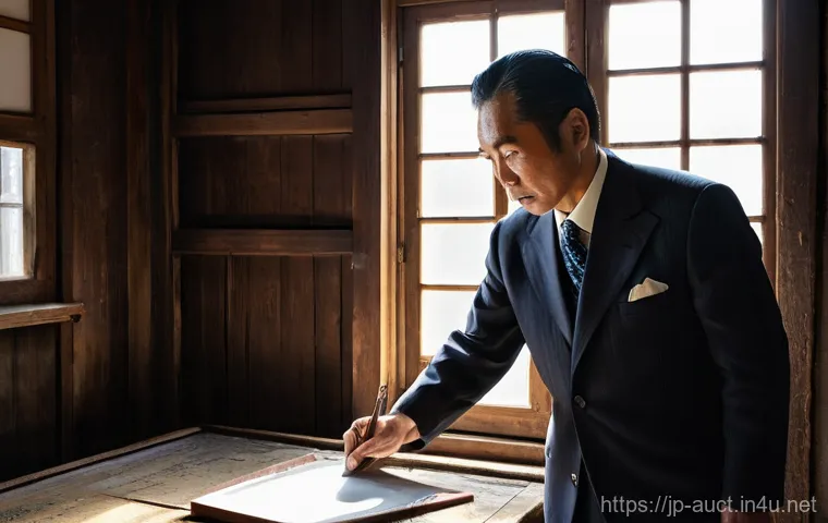 경매사 주요 업무와 역할 - **Prompt 1: "Unearthing Hidden Value"**
    A professional Japanese male auctioneer, in his mid-40s,...