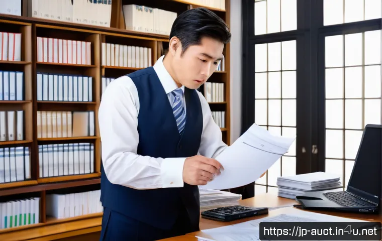 경매사 자격증 취득 전후 차이점 - A professional Japanese auctioneer in a modern office environment, wearing a smart business suit wit...