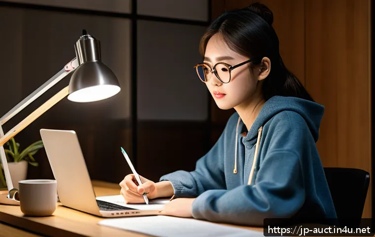 경매사 시험 준비를 위한 온라인 강의 추천 - A modern online learning environment showing a young Japanese adult woman studying comfortably at ho...