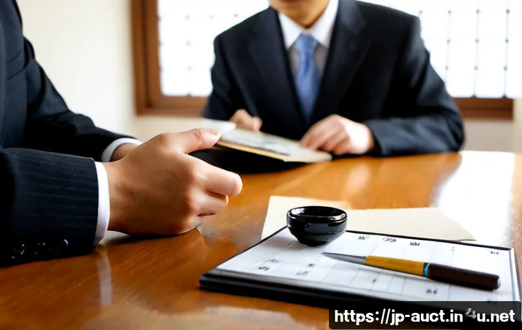 경매사 실무에서 자주 겪는 문제와 해결책 - Photorealistic Japanese auction house office, experienced auction professional in neat business atti...